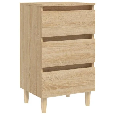 Afbeelding van Nachtkastje met houten poten 40x35x69 cm sonoma eikenkleurig