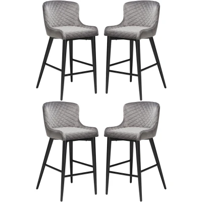 Afbeelding van Dan Form 4x Vetro Barstoel Velvet Zilver