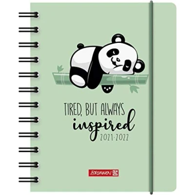 Afbeelding van BRUNNEN 1071755032 schoolagenda 2021/2022 &quot;Panda&quot; 1 pagina = dag, zat + zo op één pagina, bladgrootte 12 x 16 cm, A6, PP omslag