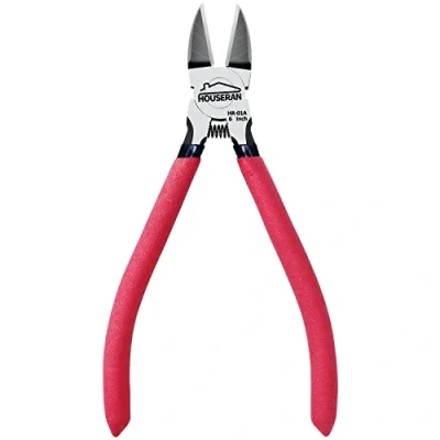 Afbeelding van Draadsnijders, 15 cm zijsnijders, HOUSERAN dijken draadsnijders diagonale snijders met antislip rood handvat, spoelsnijtang, draadknippers, veerbelaste voor sieraden, knutselen,