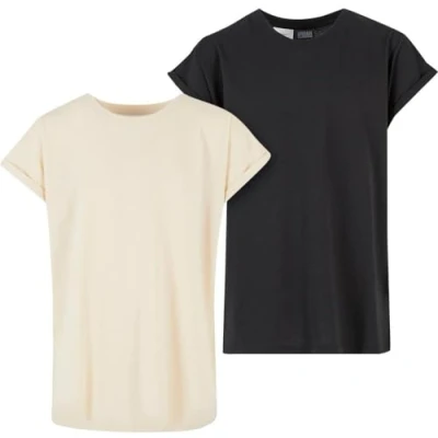 Afbeelding van Urban Classics Extended Shoulder TEE 2PACK Tshirt basic voor kinderen, Maat: 110/116, Whitesand black