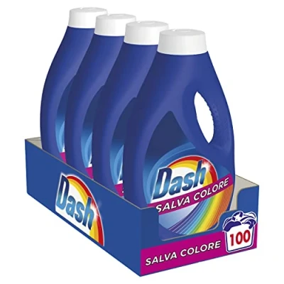 Afbeelding van Dash Vloeibaar wasmiddel, 100 wasbeurten (4 x 25), speciaal voor gekleurde kledingstukken, maximale maat, dieptereiniging alle kledingstukken