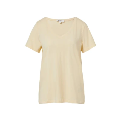 Afbeelding van s.Oliver MIT Vausschnitt Tshirt basic, Dames, Maat: 40, Vanille