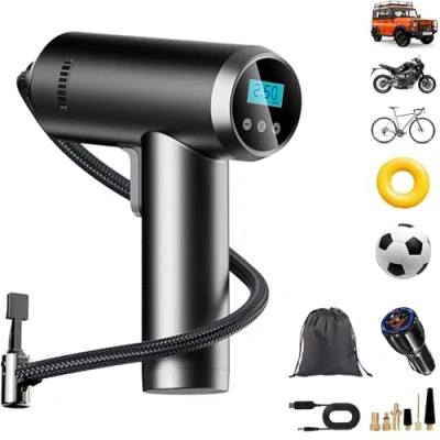 Afbeelding van Elektrische compressor autoluchtpomp fiets 150PSI batterij fietspomp met digitaal LED display licht Oplaadbaar Li ion voor alle fietsen, motorfietsen en auto&#039;s