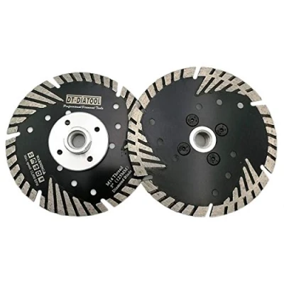 Afbeelding van DT DIATOOL Diamond Turbo zaagblad met schuine bescherming tanden, 2 stuks, 125 mm, doorslijpschijf M14 schroefdraad voor betontegels, graniet en marmer metselwerk