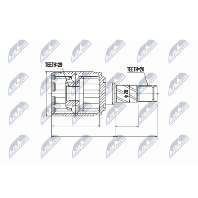 Afbeelding van Homokineet reparatie set, aandrijfas NTY NPW VV 007