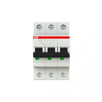 Afbeelding van Abb s203m installatieautomaat 3p b karakteristiek 40a iec en 60898 1 10 ka iec60947 2 15 3 module breedte 52 5mm 2cds273001r0405