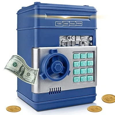 Afbeelding van YUNYODA Elektronische spaarpot voor kinderen, digitale met wachtwoord, grote elektrische spaarpot, ATM bank, veilige machine, automatische banken kinderen