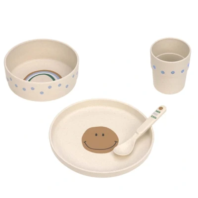 Afbeelding van Lässig Kinder servies set PP/Cellulose Happy Rascals Smile sky blue