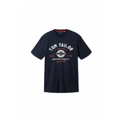 Afbeelding van TOM Tailor MIT LOGO Tshirt print, Heren, Maat: Small, Sky captain blue