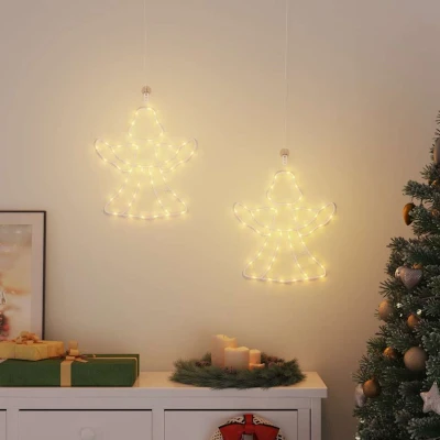Afbeelding van Kerstverlichting engel silhouet 2 st 50 LEDs warm wit