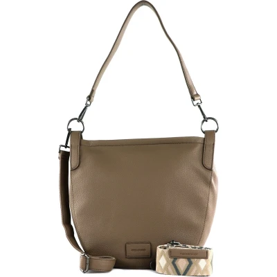 Afbeelding van FREDsBRUDER Leren Schoudertas Lanbe Round Hobo Bag Feather Grey Taupe