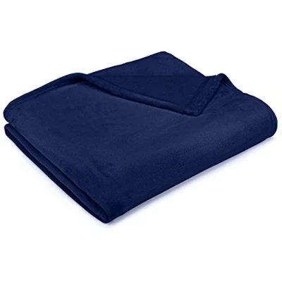 Afbeelding van Amazon Basics Knuffeldeken, van fluweelzacht pluche 168 x 229 cm marineblauw