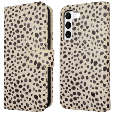 Afbeelding van Samsung Galaxy S22 Hoesje Kunstleder iMoshion Bookcase Black And White Dots Telefoonhoesje
