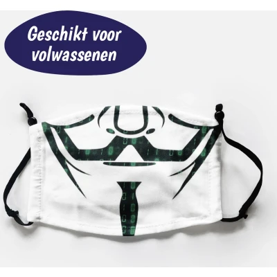 Afbeelding van Wasbaar Mondkapje Halloween Anonymous Stoffen Mondkapjes Met Print Filter Grappige Mondmasker Masker