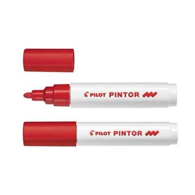 Afbeelding van Pilot Pintor Rode Verfstift Medium marker met 1,4mm schrijfbreedte Inkt op waterbasis Dekt elk oppervlak, zelfs de donkerste Teken, kleur, versier, markeer, schrijf, kalligrafeer…