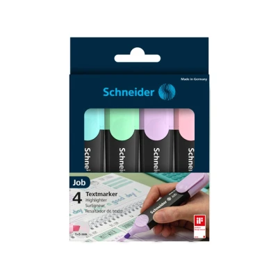 Afbeelding van Schneider markeerstift Job 150, etui van 4 stuks in geassorteerde pastelkleuren