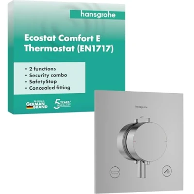 Afbeelding van hansgrohe Ecostat Comfort E inbouwthermostaat voor 2 verbruikers met geïntegreerde zekeringcombinatie, 33716000