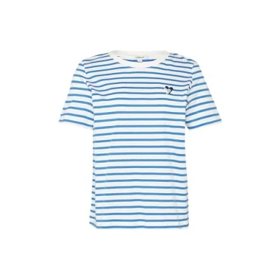 Afbeelding van s.Oliver Gestreiftes MIT Herzstickerei Tshirt print, Dames, Maat: 34, Royalblau