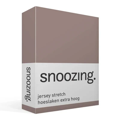 Afbeelding van Snoozing Jersey Stretch Hoeslaken Extra Hoog Tweepersoons 140/150x200/220 cm Taupe