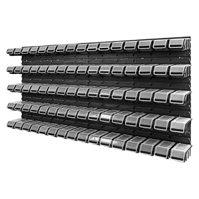 Afbeelding van PAFEN Stapelbox wandrek 1544 x 780 mm opslagsysteem 80 stuks dozen met deksel opbergrek kijkopbergkasten opbergkast, zwart