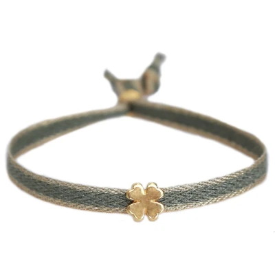 Afbeelding van Geweven armband klaver olive