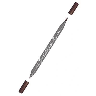 Afbeelding van Online 19057/6 Calli.Brush, Double Tip Pen met kalligrafiepunt en penseelpunt bruin