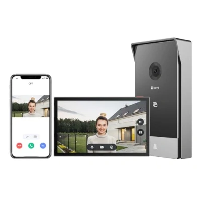 Afbeelding van EZVIZ CP7 2K videofoon aangesloten video intercom, 7 inch touchscreen, ontgrendeling op afstand, 2 draden, menselijke detectie, RFID optie, bidirectionele audio, nachtzicht, waterdicht, dual band wifi
