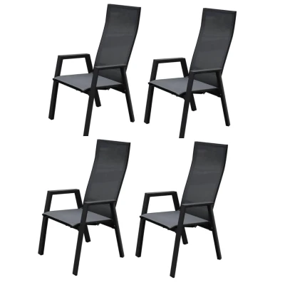 Afbeelding van Nancy dining tuinstoel verstelbaar antraciet textileen set van 4
