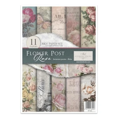 Afbeelding van ITD Collection Decoupage papier, Flower Post Rose, 21 x 30 0,15 cm