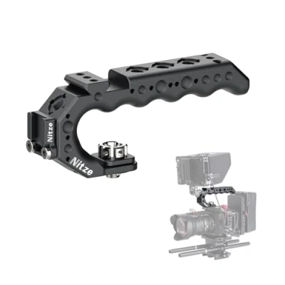 Afbeelding van Nitze ARRI Top Handle,Camera Handgreep met Positioneringspinnen, Camera Grip Geïntegreerde NATO Rail, Cold Shoe en Meerdere montagegaten (Stinger Handle) PA28 BK