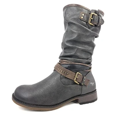 Afbeelding van Mustang Dames 1139 624 lange schacht laarzen, Grijs grafiet, 38 EU