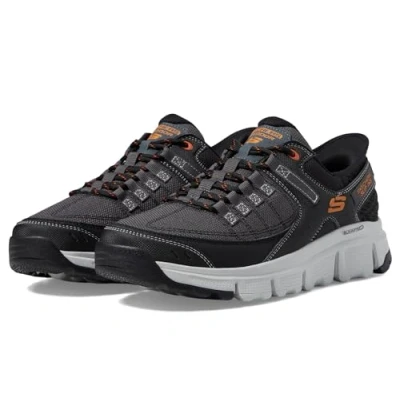 Afbeelding van Skechers Heren Summits bij Trainers, grijs synthetisch/mesh/oranje trim, 8.5 UK, Grijze synthetische mesh oranje 42.5 EU