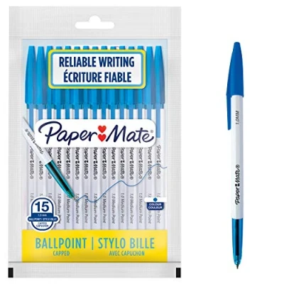 Afbeelding van Paper Mate 045 Balpennen Medium Point (1,0 mm) Blauwe Inkt 15 Count