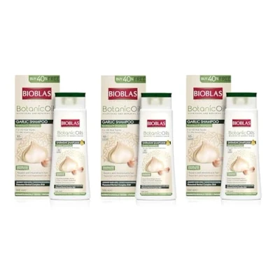 Afbeelding van 3 x knoflookshampoo, 500 ml, BIOBLAS, geurloos, anti haaruitval, voor vrouwen en mannen, megapack.