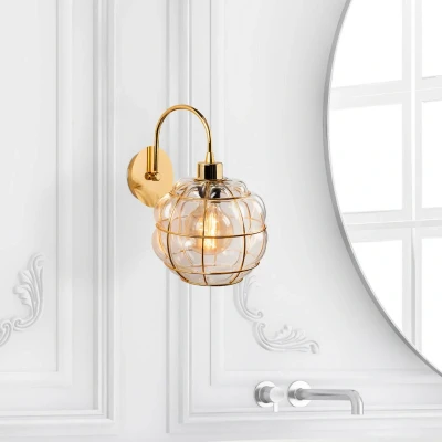 Afbeelding van Aliquis rooster globe wandlamp 23 x 27 30 cm Goud metaal Menzzo