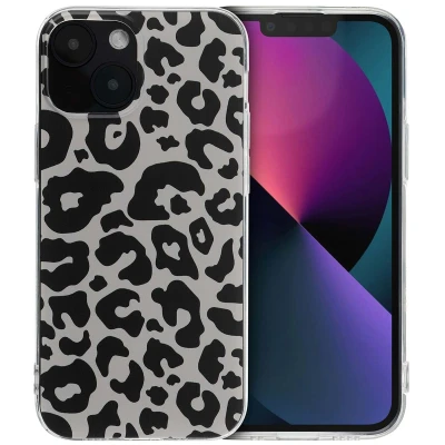 Afbeelding van Apple iPhone 13 Mini Hoesje Siliconen en TPU (zacht) iMoshion Softcase/Backcover Leopard Transparent Telefoonhoesje