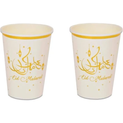 Afbeelding van Beker Eid Mubarak Goud 35 cl 8 stuks