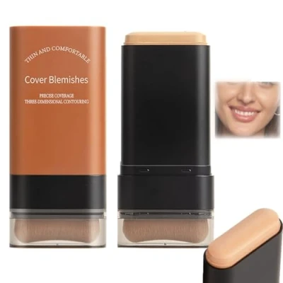 Afbeelding van 2025 Koreaanse Hydraterende Lichtgewicht Foundation Stick Met Ingebouwde Kwast, Flawless Eraser Stick, Volledige Dekking Waterproof Make Up voor Natuurlijke Huidskleur (03#)