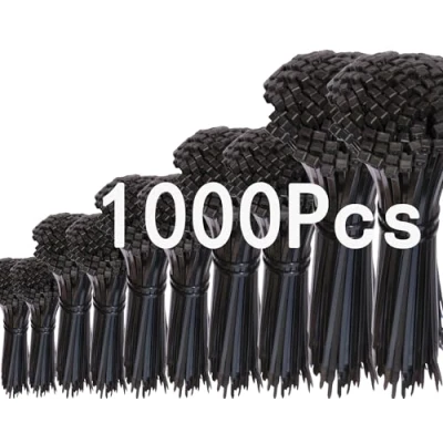 Afbeelding van 1000 stuks zwarte kabelbinders set 100/150/200/250 /300 mm, uv bestendig met kabelmanagement tuinieren kabelbanden (1000 stuks, ZD 002)