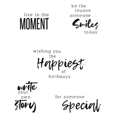 Afbeelding van Sizzix Clear Stamps 5PK Sunnyside Sentiments #3 door Pete Hughes 665405 Hoofdstuk 3 2022