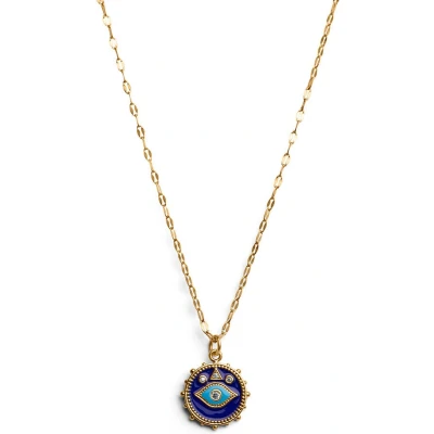 Afbeelding van Zentana Boos Oog Ketting Nazar Blauw Goud Verguld