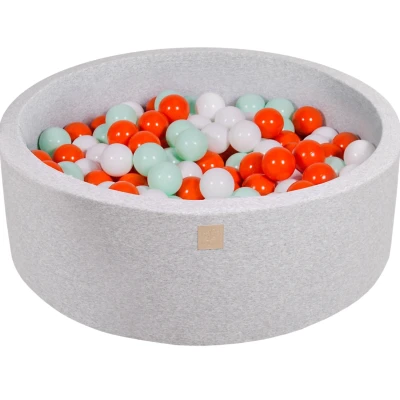 Afbeelding van Katoenen Ballenbak in Licht Grijze Kleur Ballenbakje België Oranje/Wit/Munt
