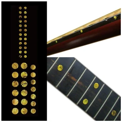 Afbeelding van Inlay Sticker Fret Markers voor gitaren &amp; bas Custom Dots Set Oker, F 085CD OC AZ