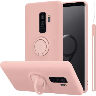 Afbeelding van Cadorabo Hoesje geschikt voor Samsung Galaxy S9 PLUS in LIQUID ROZE Beschermhoes van TPU silicone Case Cover met ring