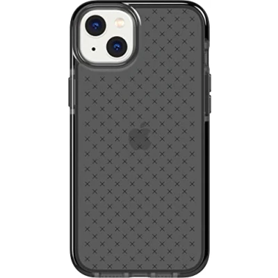Afbeelding van tech21 iPhone 14 Plus Evo Check Schokabsorberend en dun beschermend telefoonhoesje met 4,9 m FlexShock Multi Drop Protection &amp; Extra Knoppen Smokey Black