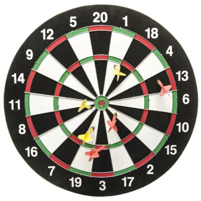 Afbeelding van Lg imports Dartbord Dubbelzijdig Met 6 Steeltip Dartpijlen