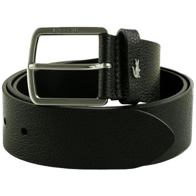 Afbeelding van LACOSTE Leren Riem Grained Leather Belt 40 MM W125 Noir Zwart