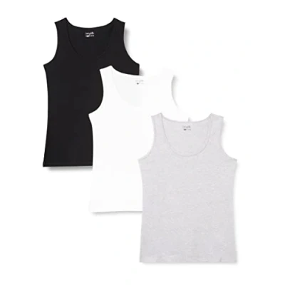Afbeelding van Berydale Dames Tanktop, mouwloos, Zwart/wit/grijs, set van 3, XL