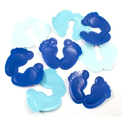 Afbeelding van Tafelconfetti XL blauwe voetjes 14 gram